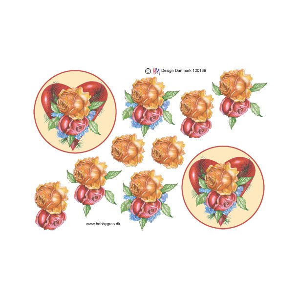 Cirkel med hjerte og blomster, HM design