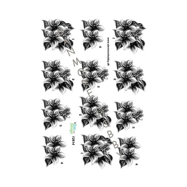 3D ark blomst sort og gr