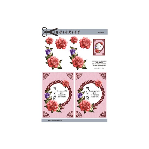 Rose ved cirkel med tekst, Quickies card