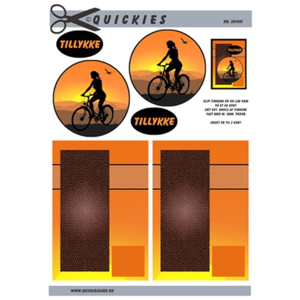 Cykeltur i solnedgang, dame, Quickies card