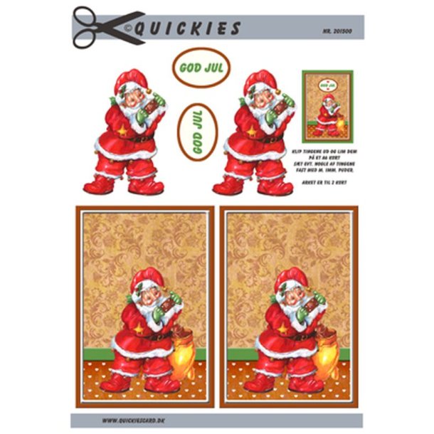 Julemand med sk fuld af gaver, Quickies card