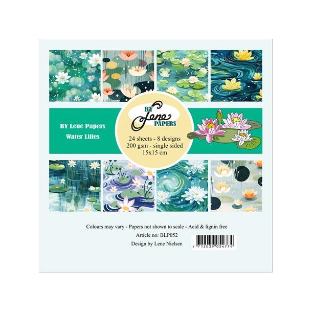 BY Lene Paperpad "Water Lilies" BLP052 (200gsm - 24ark - 15x15cm)