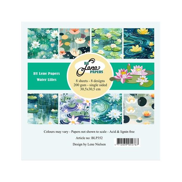 BY Lene Paperpad "Water Lilies" BLP352(200gsm - 8 ark - 30,5x30,5cm )