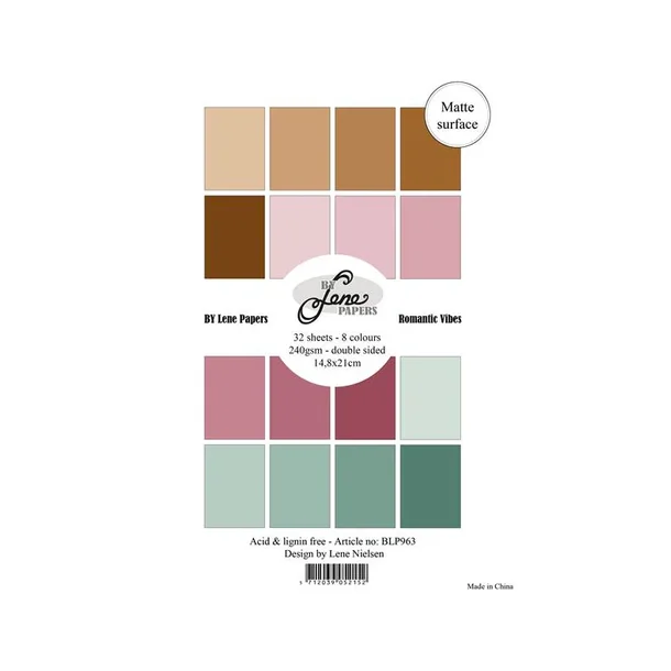 BY Lene Paperpad "Solid Colours - Romantic Vibes" BLP963  (240gsm - 32 ark - 8 designs - A5)