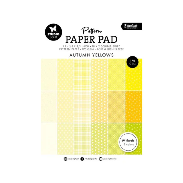 Studio Light Paper Pad "Patterned - Shades of Yellow" SL-ES-PPP233 (148x210mm 36dob.sidet ark -170gr