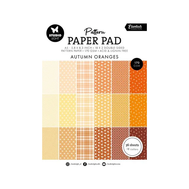 Studio Light Paper Pad "Patterned - Shades of Orange" SL-ES-PPP234 (148x210mm - 36 dbts. ark - 170gr