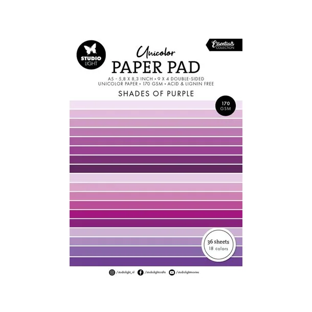 Studio Light Paper Pad "Shades of Purple" SL-ES-UPP247 148x210mm - 36 dobbeltsidet ark - 170gr