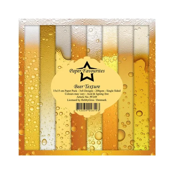 Paper Favourites Paper Pack "Beer Texture" PF249 200gsm - 24 ark - 15x15cm
