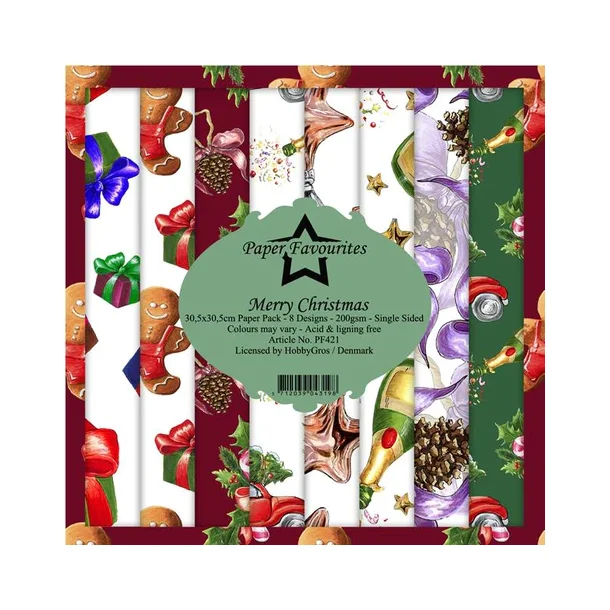 Paper Favourites Paper Pack "Merry Christmas" PF421 200gsm - 8 ark - 30,5x30,5cm