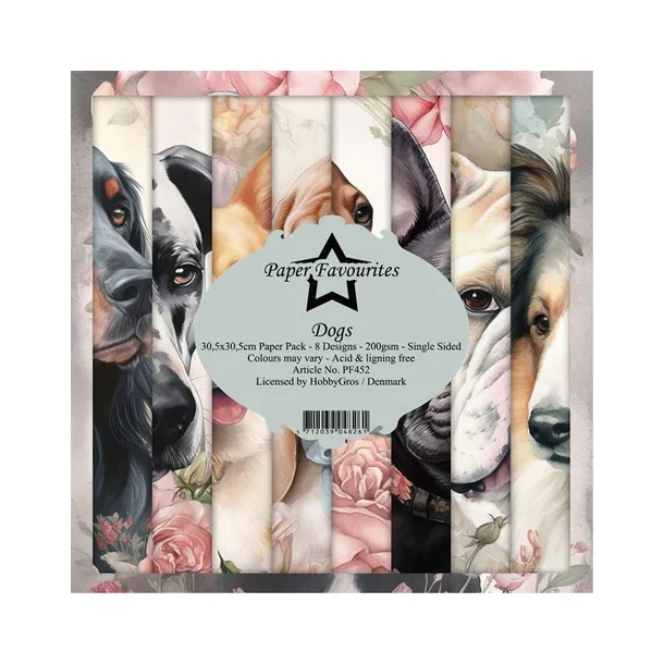 Paper Favourites Paper Pack "Dogs" PF452 200gsm - 8 ark - 30,5x30,5cm