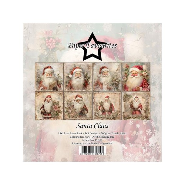 Paper Favourites Paper Pack "Santa Claus" PF501 (200gsm - 24 ark - 15x15 cm)