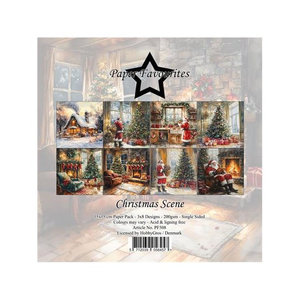 Paper Favourites Paper Pack "Christmas Scene" PF508 (200gsm - 24 ark - 15x15cm)