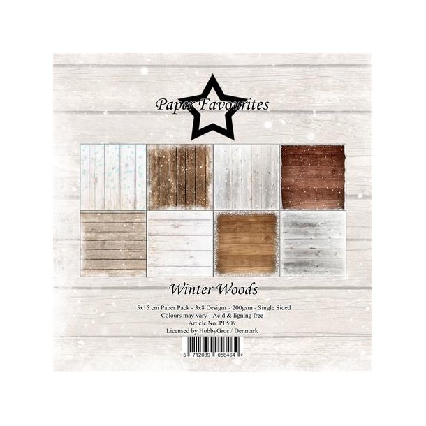 Paper Favourites Paper Pack "Winter Woods" PF509 200gsm - 24 ark - 15x15cm