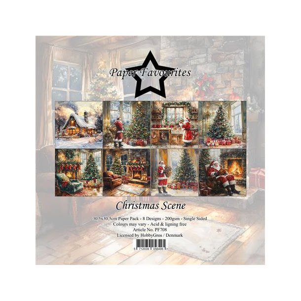 Paper Favourites Paper Pack "Christmas Scene" PF708 (200gsm - 8 ark - 30,5x30,5cm)