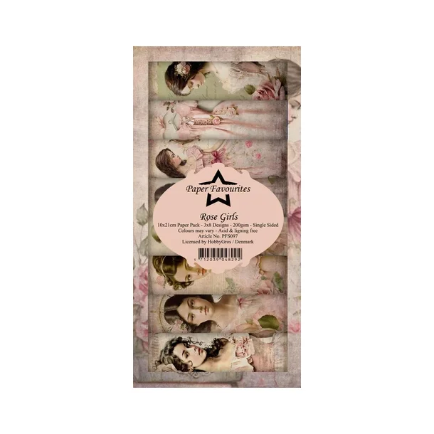 Paper Favourites Slim Card "Rose Girls" PFS097 200gsm - 24 ark - 10x21cm