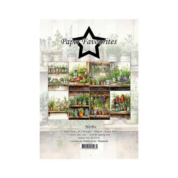 Paper Favourites Paper Pack "Herbs" PFA135 (200Gsm - 24 ark - A5 - 14,85x21 )