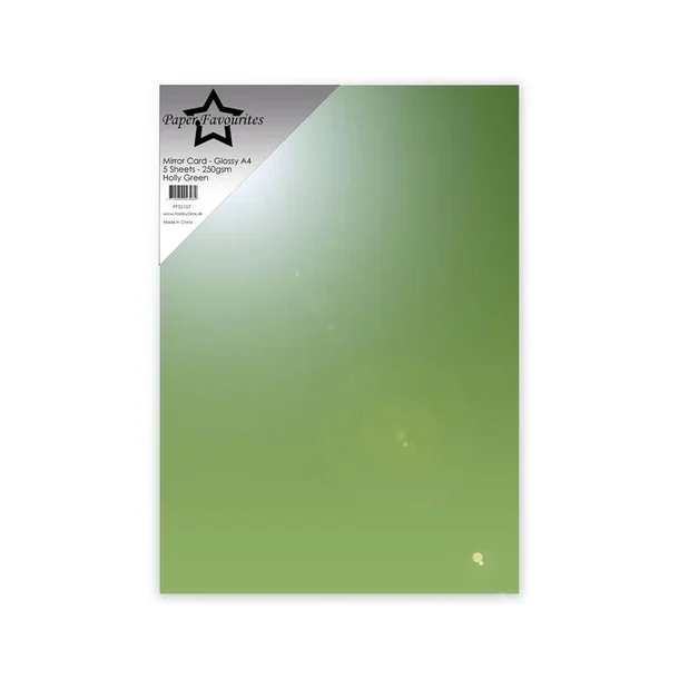 Paper Favourites Mirror Card Glossy "Holly Green" PFSS107 (A4 - 5 ark - 250gr )