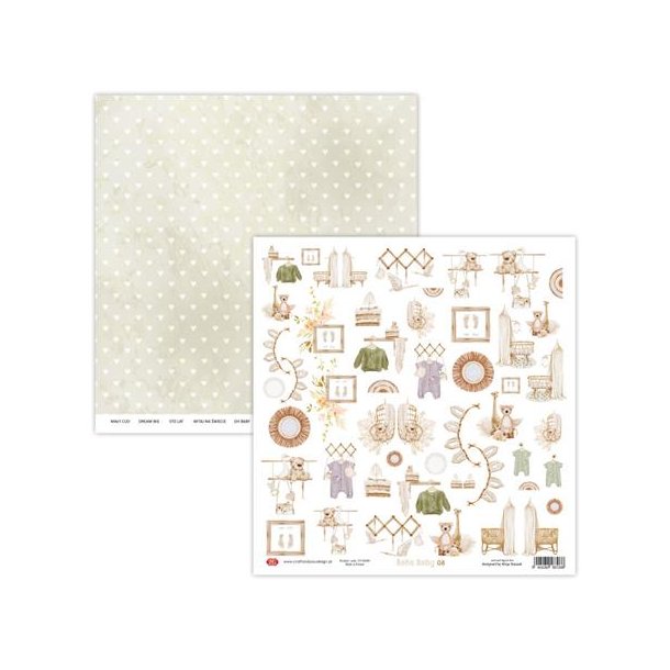 Craft &amp; You Scrapbooking Sheets "Boho Baby" CP-BH08 30,5x30,5cm 