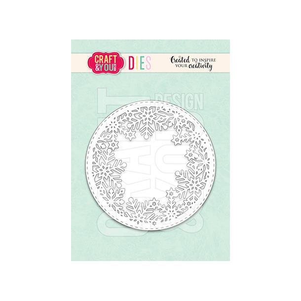  Craft &amp; You Dies "Round Snowflakes Frame" CW305 (90x90mm)