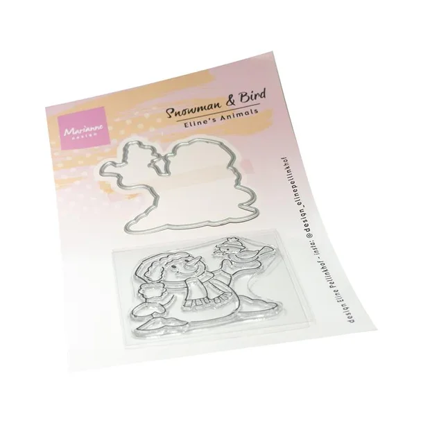 Marianne Design Clearstamp + Dies "Eline's Animals - Snowman &amp; Bird" EC0204( 65x62mm)