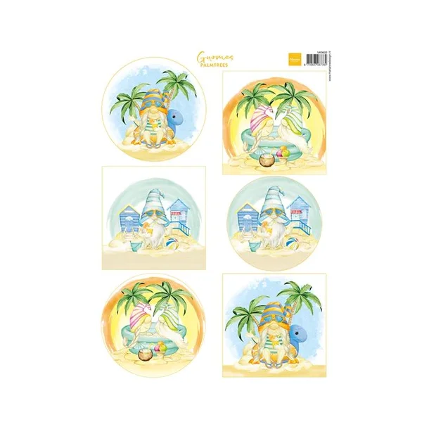 Marianne Design A4 Sheets "Gnomes on the beach - Palmtrees" VK9602