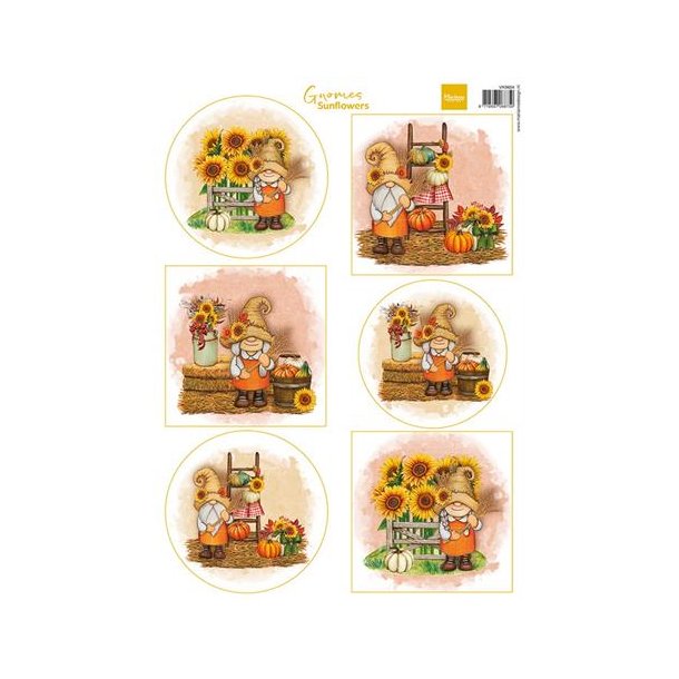 Marianne Design A4 Sheets "Gnomes - Sunflowers" VK9604