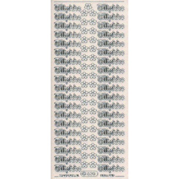 Sticker tillykke glitterslv 620 1cm