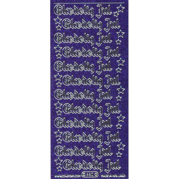 Sticker Gldelig jul glitter violet 660