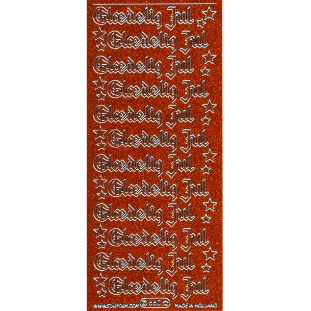 Sticker Gldelig jul glitter orange 660