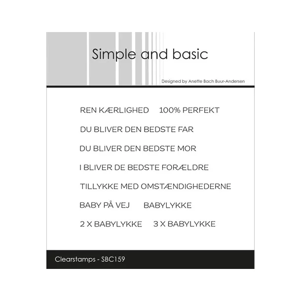Simple and basic Clearstamp "Danske tekster" SBC159 Strste: 8x0,3cm