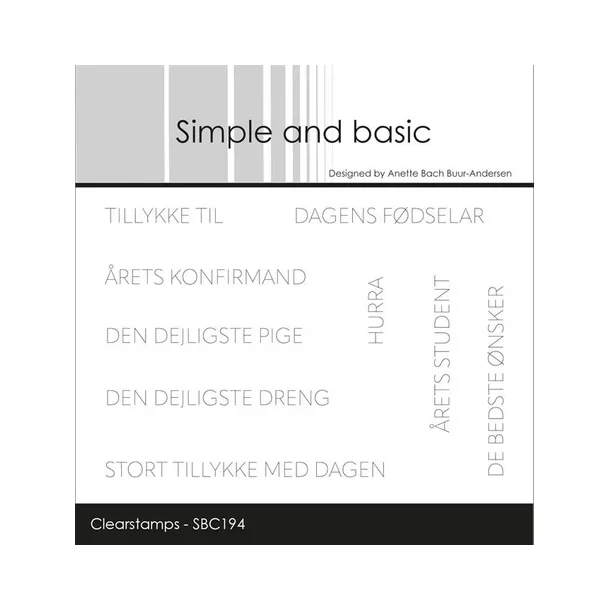  Simple and basic Clearstamp "Tillykke til SBC194(A7)