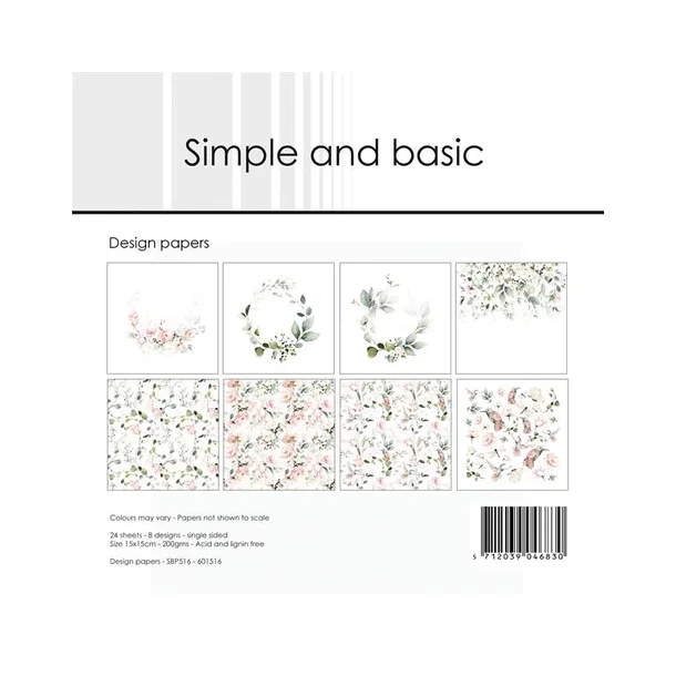 Simple and Basic Design Papers "Soft Spring" SBP516-- 24ark-15x15 cm