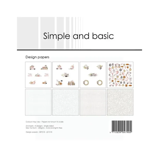 Simple and Basic Design Papers "Cozy Christmas" SBP518 200gsm - 24 ark - 15x15cm