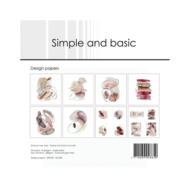 Simple and Basic Design Papers "Organic Shapes" SBP520 200gsm - 24 ark - 15x15cm