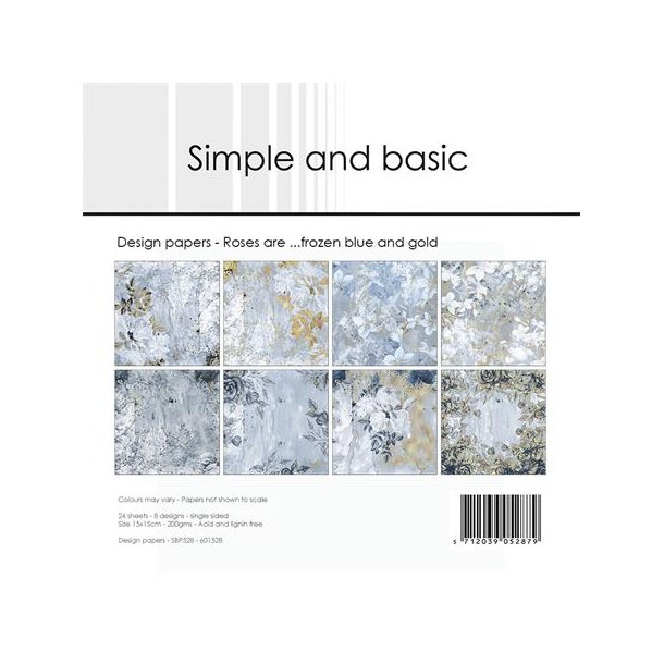 Simple and Basic Design Papers "Roses are ...frozen blue and gold" SBP528