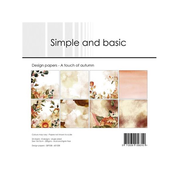 Simple and Basic Design Papers "A touch of autumn" SBP538 200gsm - 24 ark - 15x15cm)