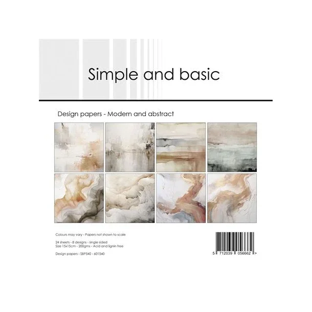 Simple and Basic Design Papers "Modern and abstract" SBP540 200gsm - 24 ark - 15x15cm