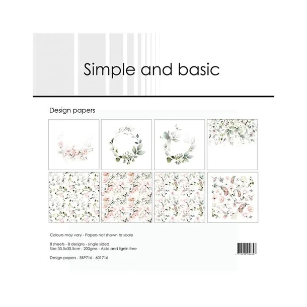 Simple and Basic Design Papers "Soft Spring" SBP716--30,5x30,5cm 8 ark -200gsm