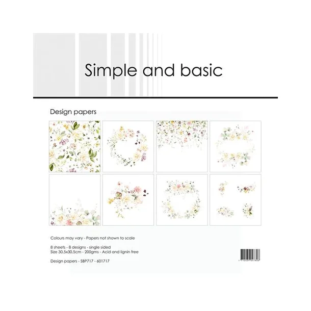 Simple and Basic Design Papers "Spring Feelings" SBP717 200gsm - 8 ark - 30,5x30,5cm