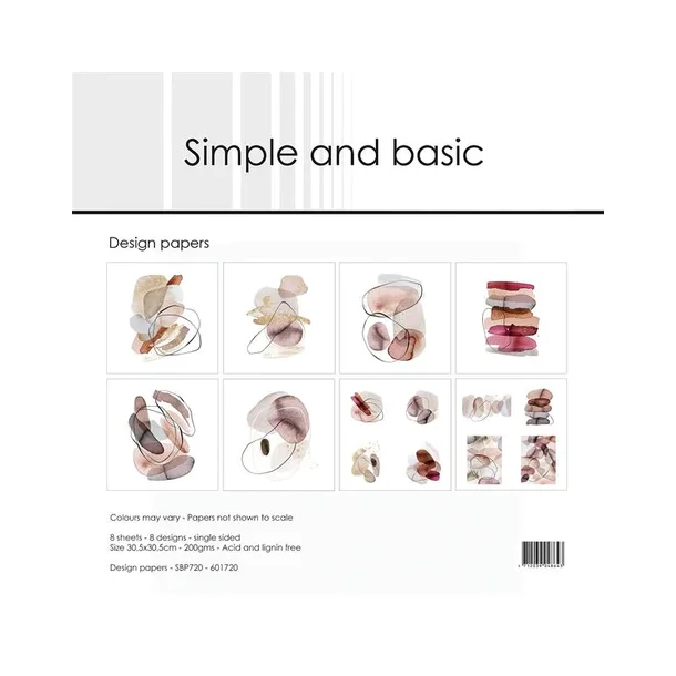 Simple and Basic Design Papers "Organic Shapes" SBP720 200gsm - 8 ark - 30,5x30,5cm