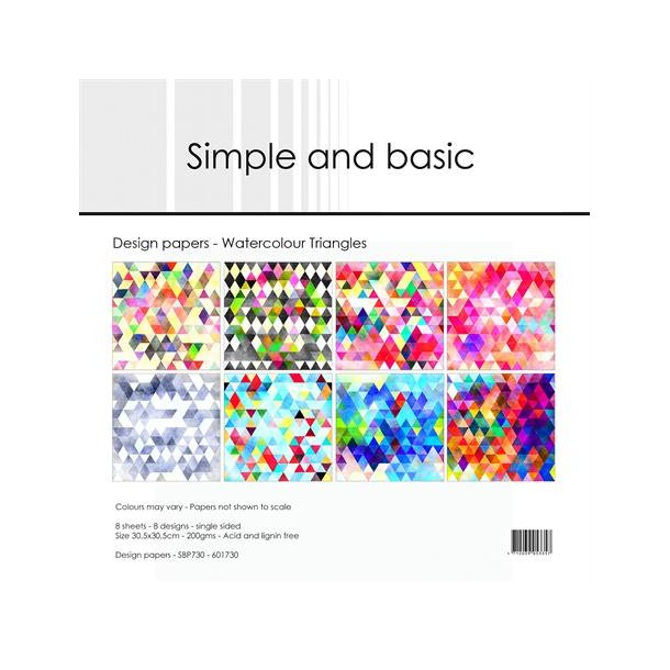 Simple and Basic Design Papers "Watercolour Triangles" SBP730 (30,5x30,5cm)