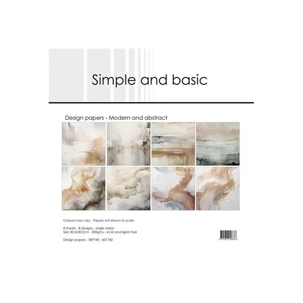 Simple and Basic Design Papers "Modern and abstract" SBP740 200gsm - 8 ark - 30,5x30,5cm