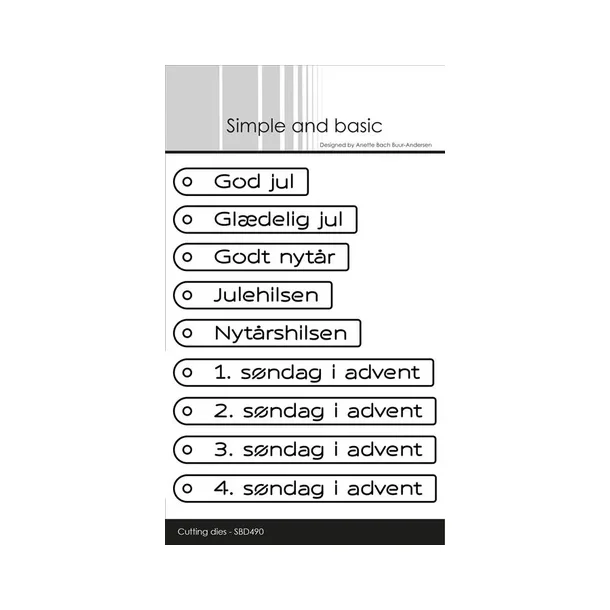  Simple and Basic die "Danish Tag Texts " SBD490 Strste: 9,8x1cm