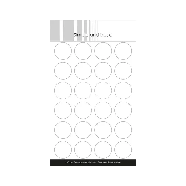 Simple and basic Transparent sticker - Removable SBA651(20mm pc -120pcs)