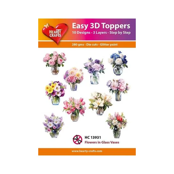 Easy 3D Toppers "Flowers in Glass Vaeses" HC13931