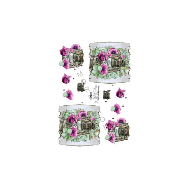 3D ark Dan-Quick olielampe med blomster