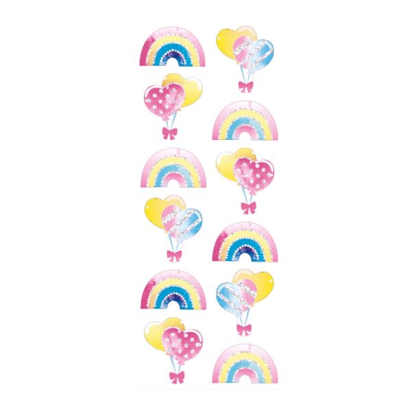 NEON-TREND STICKER, REGENBOGEN, HERZ-BALLONS